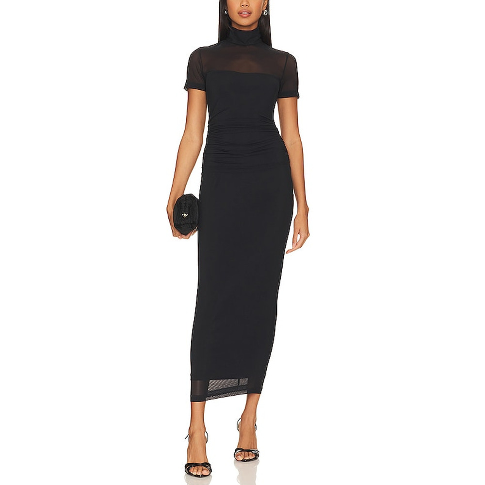 Amanda Uprichard 'Dominique' Black Mockneck Midi Dress Size S